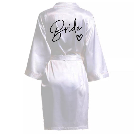 Kimono en satin Team Bride - Parfait pour les demoiselles d'honneur, ceinture incluse