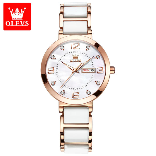 Montre de poignet de luxe pour femmes OLEVS élégante - Montre à quartz imperméable avec bracelet pour dames